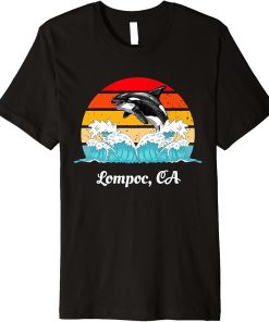 Vintage Lompoc CA Distressed Orca Killer Whale Art Premium T-Shirt