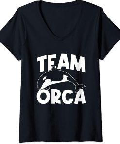 Womens Orca Lovers Funny Orcas Team Orca Whales V-Neck T-Shirt