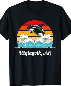 Vintage Utqiagvik AK Distressed Orca Killer Whale Art T-Shirt