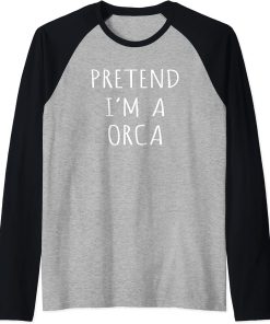 Funny Pretend I"m A Orca Fun Family Matching Costume Raglan Baseball Tee