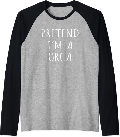 Funny Pretend I"m A Orca Fun Family Matching Costume Raglan Baseball Tee