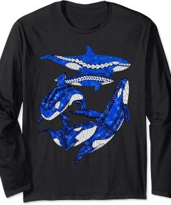 Polynesian Tribal Killer Whales Orcas Long Sleeve T-Shirt